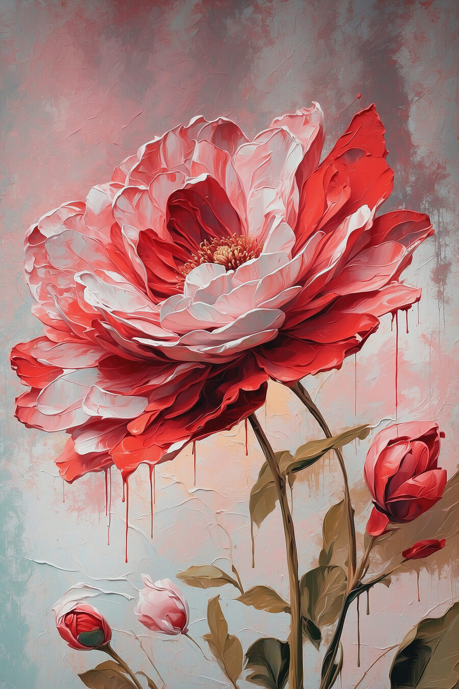 Een schilderij van een bloem Een schilderij van een bloem