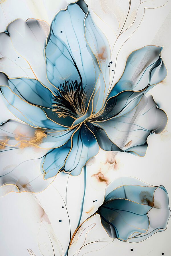Abstracte blauwe bloem met elegante lijnen s39348p 600x900 - Abstracte blauwe bloem met elegante lijnen