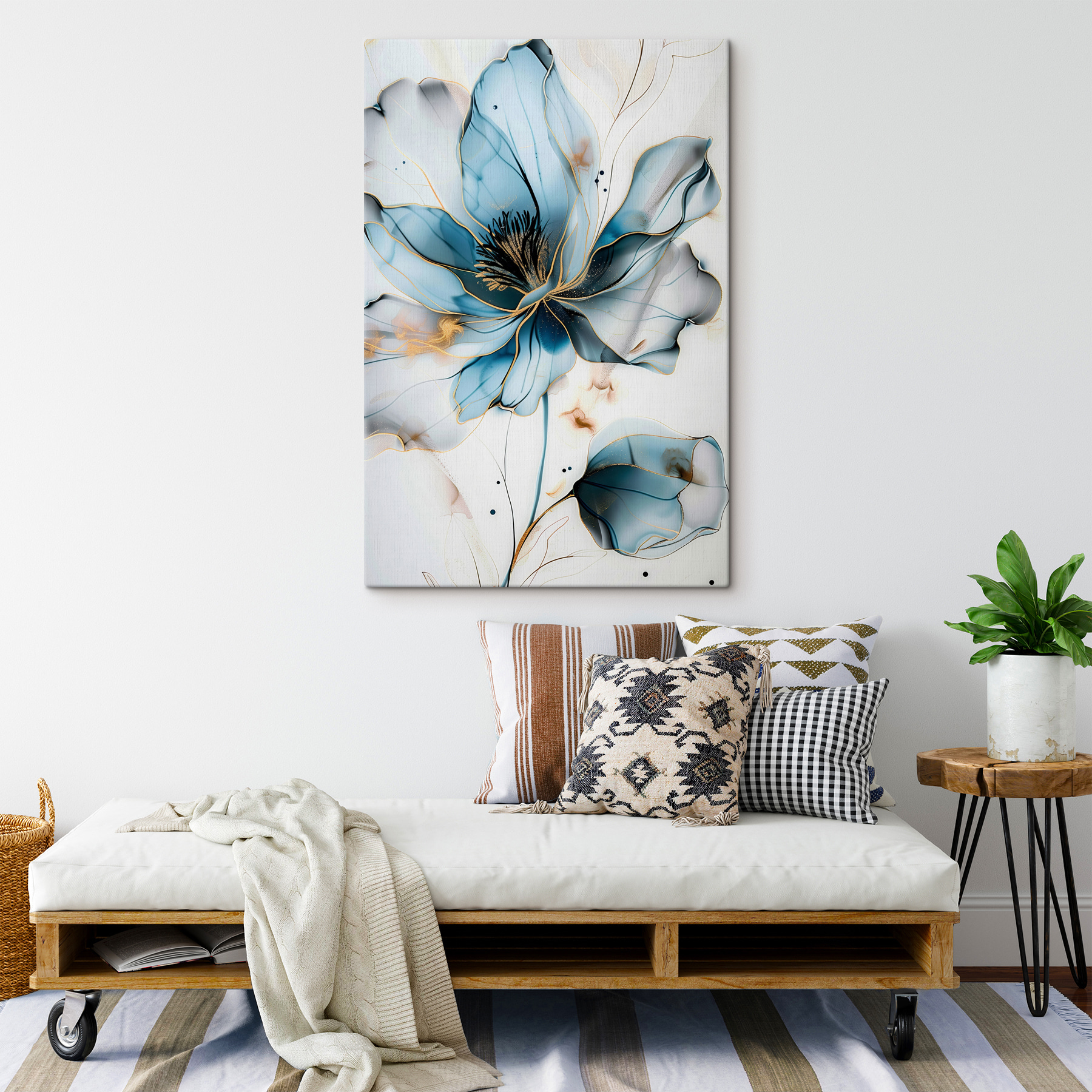 Abstract blue flower with elegant lines