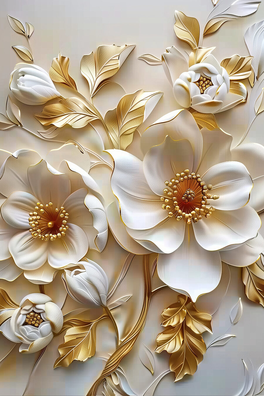 Elegant bloemmotief met witte bloemen
