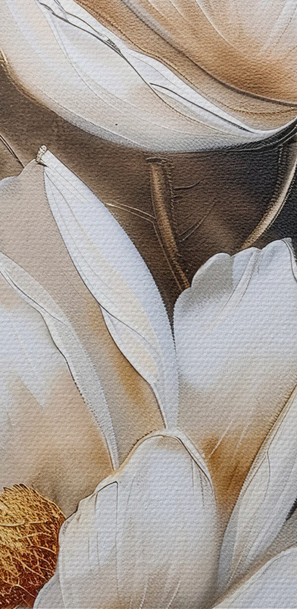 Een schilderij van bloemen op een grijze achtergrond Een schilderij van bloemen op een grijze achtergrond
