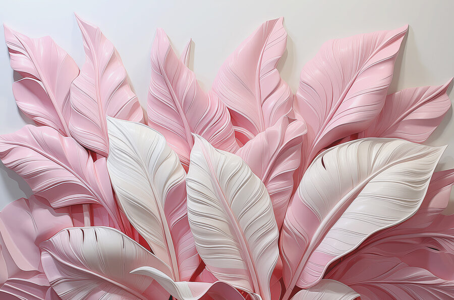 Een groep roze en witte bladeren