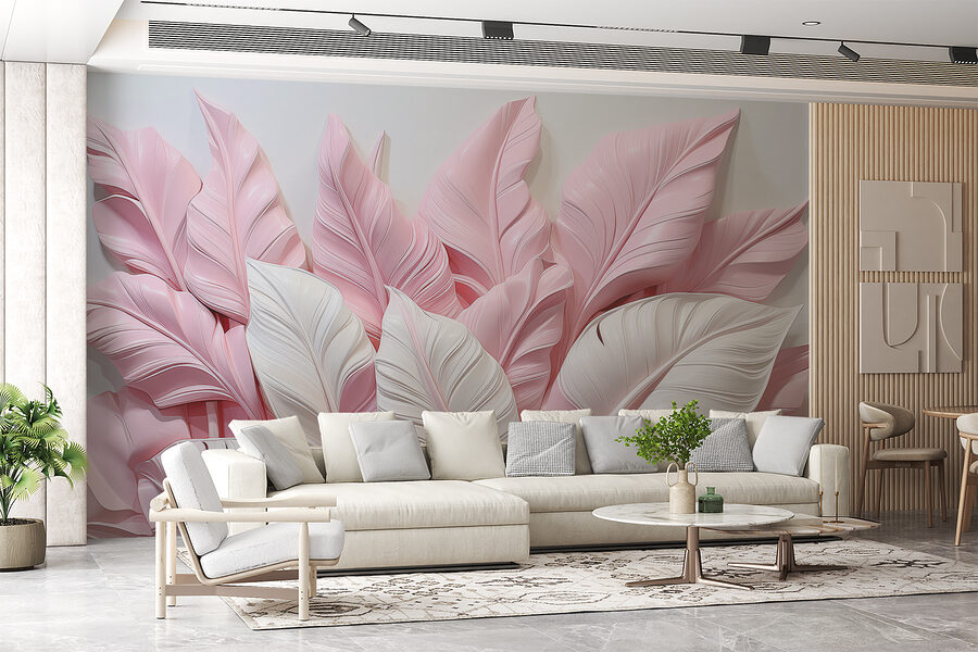 Een groep roze en witte bladeren