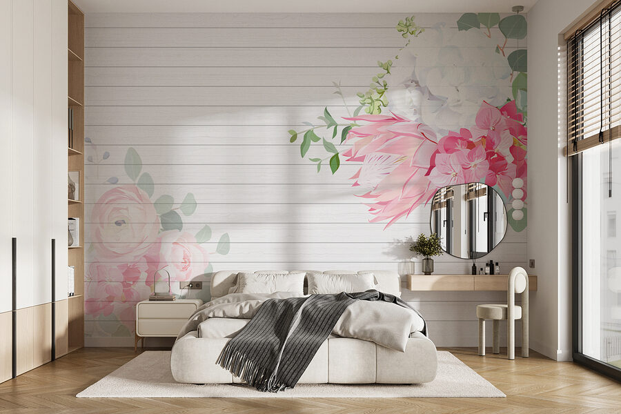 Een witte en roze bloemen op een witte achtergrond