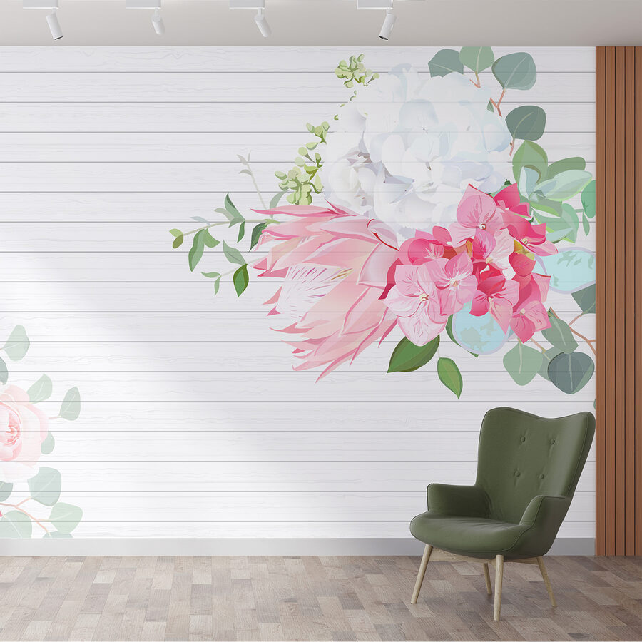 Een witte en roze bloemen op een witte achtergrond