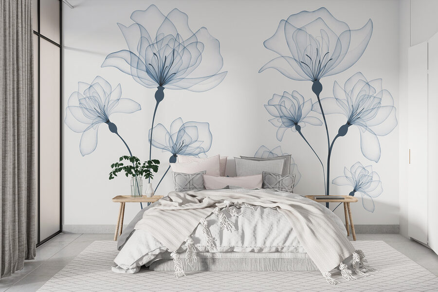 Transparante bloemen op een witte achtergrond
