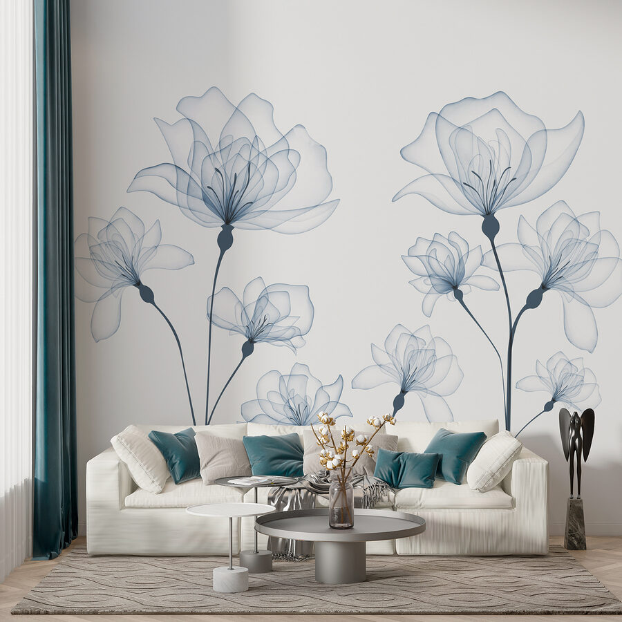 Transparante bloemen op een witte achtergrond