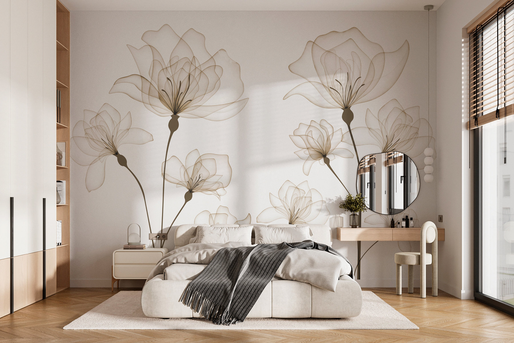 A group of flowers with stems