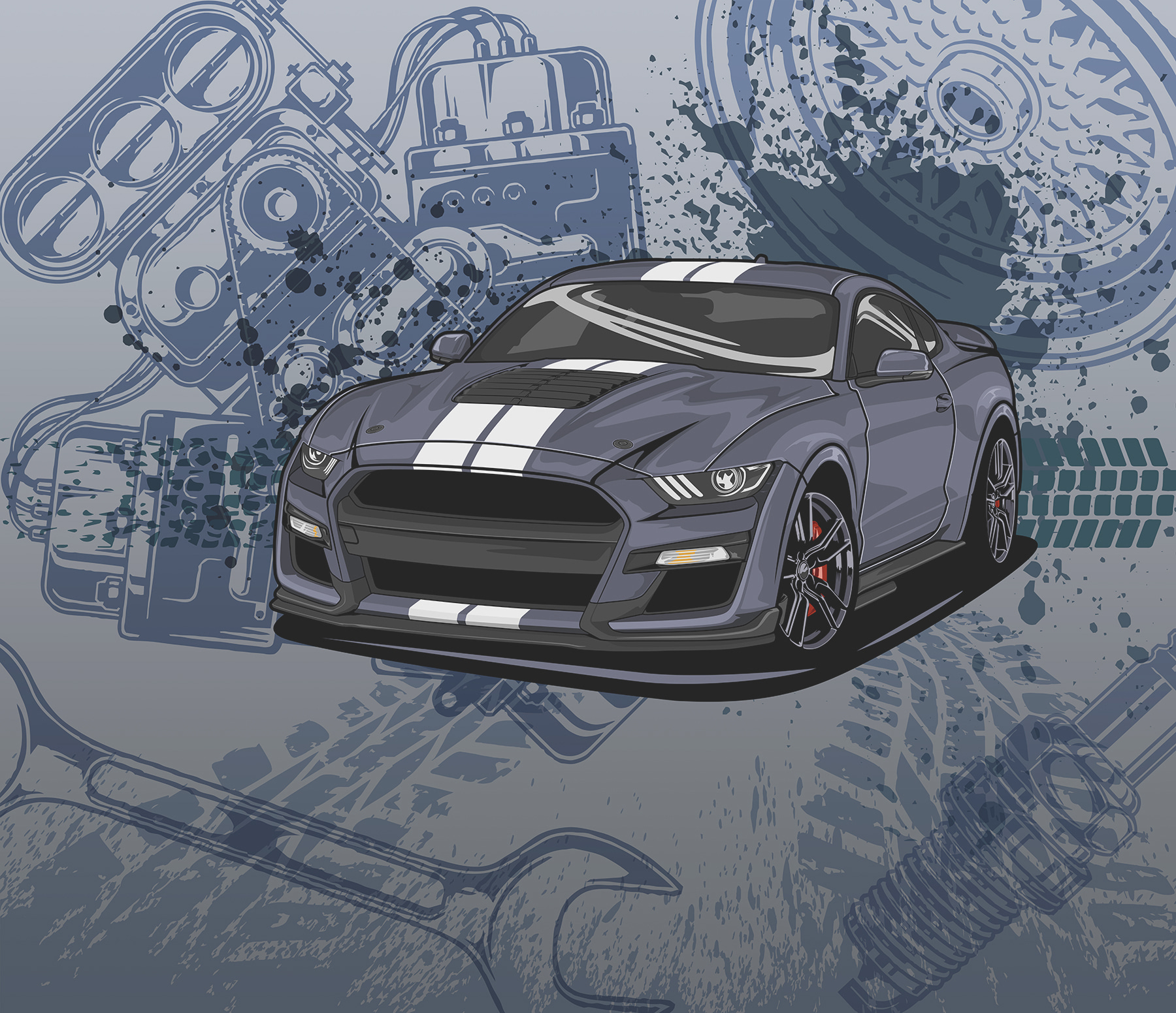 A car with a wrench and wheels A car with a wrench and wheels