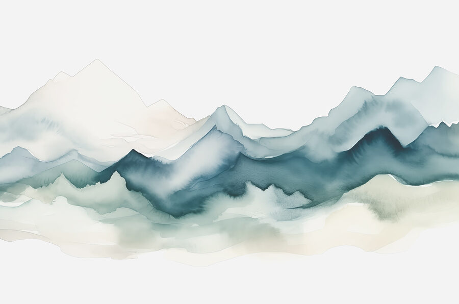 Een aquarel van bergen
