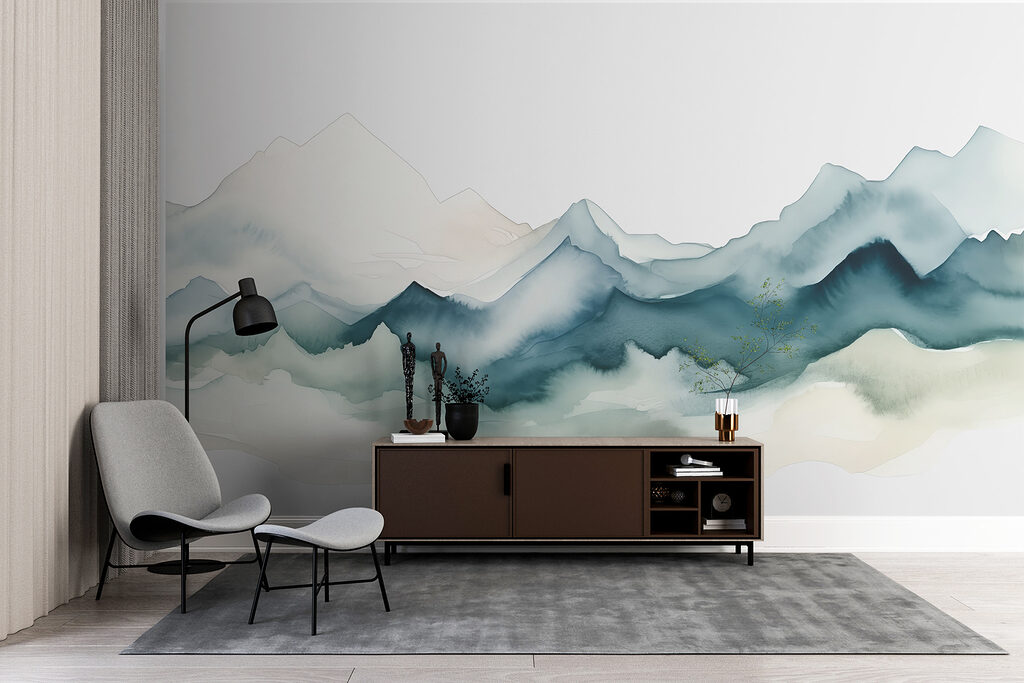 A watercolor of mountains A watercolor of mountains