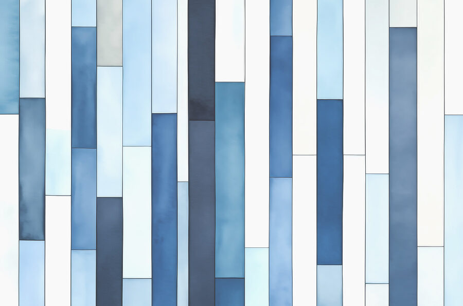 Een blauw-wit gestreepte muur
