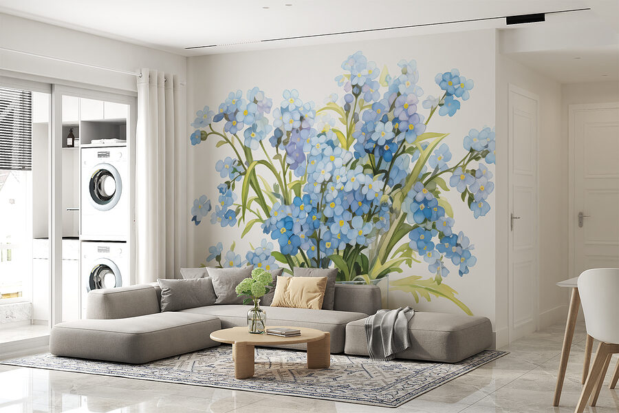 Een boeket blauwe bloemen