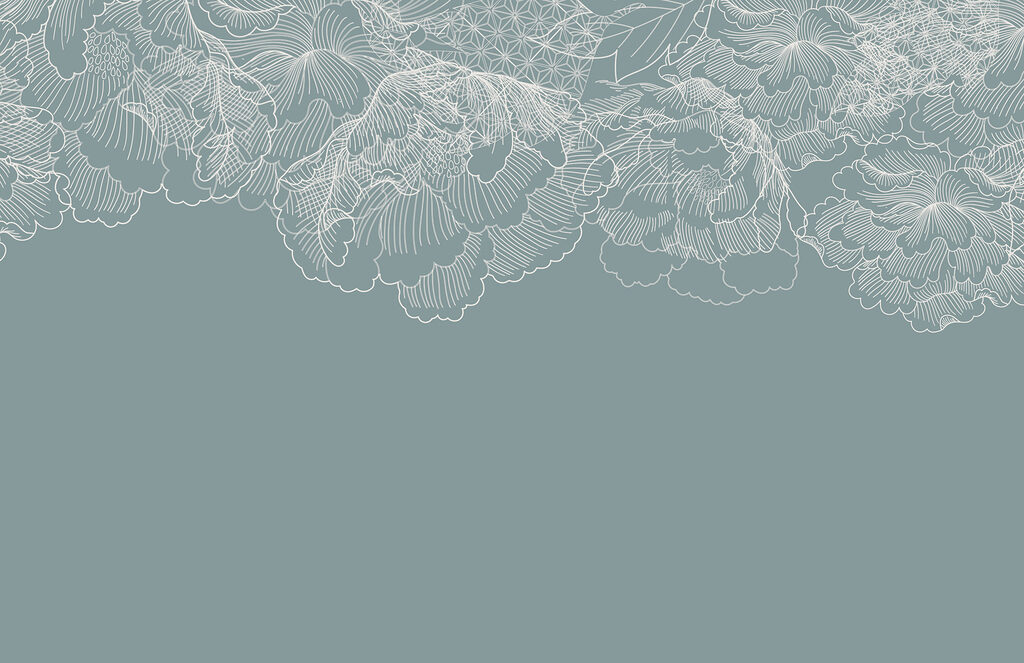 Een witte lijntekening van bloemen Een witte lijntekening van bloemen