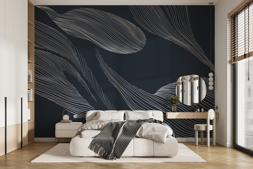 A white lines on a blue background