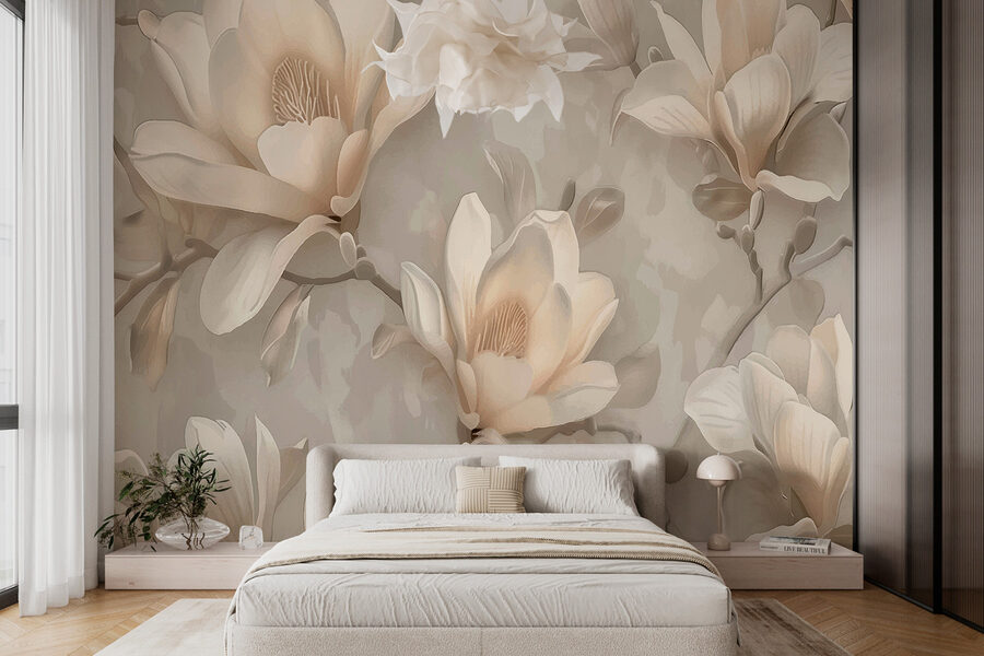 Een behang met bloemen