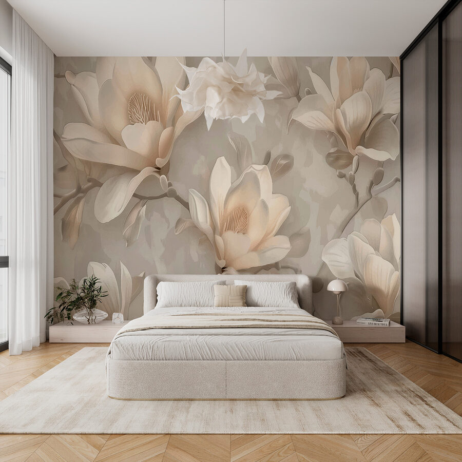 Een behang met bloemen