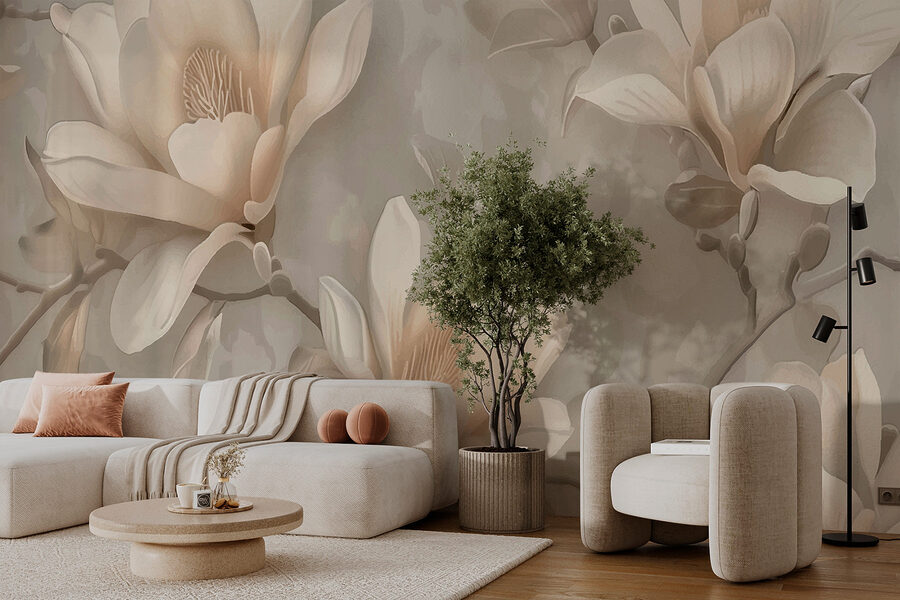 Een behang met bloemen