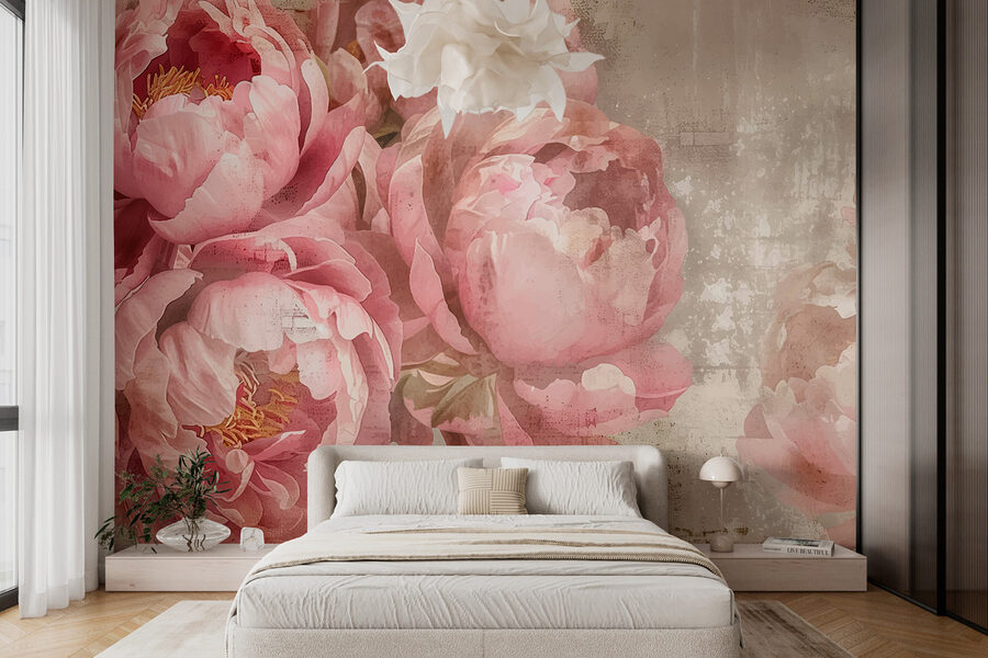 Een groep roze bloemen