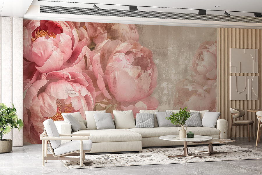 Een groep roze bloemen