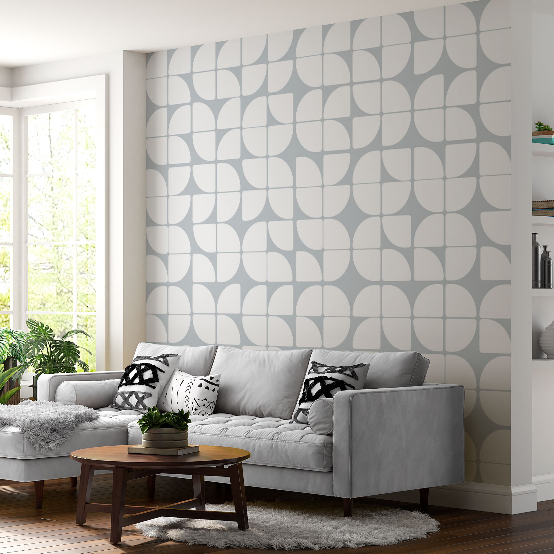 A pattern of white and gray circles