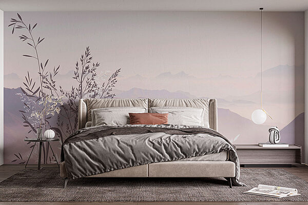 A landscape with mountains and trees A landscape with mountains and trees