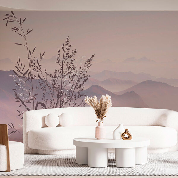 A landscape with mountains and trees A landscape with mountains and trees