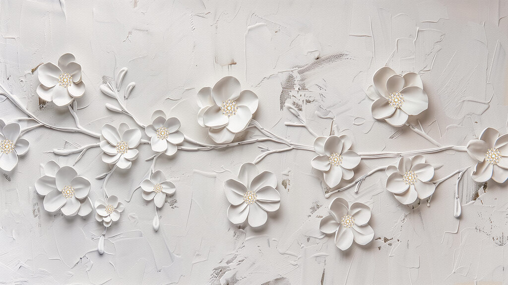 Een witte bloem op een wit oppervlak Een witte bloem op een wit oppervlak