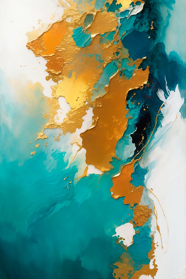 Abstracte kunst met levendige groenblauwe tinten. Abstracte kunst met levendige groenblauwe tinten.