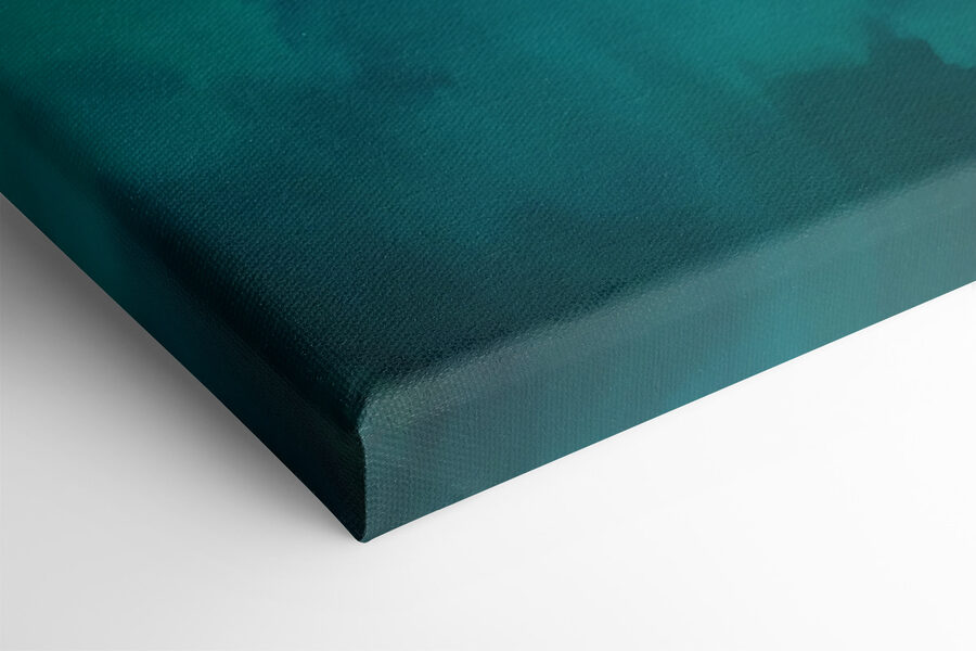 Abstracte kunst met levendige groenblauwe tinten.