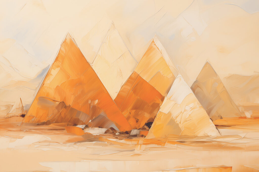 A group of pyramids in a desert