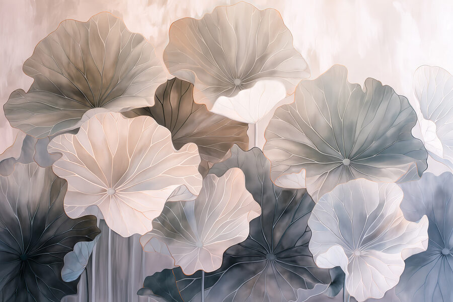 Een groep bloemen met bladeren
