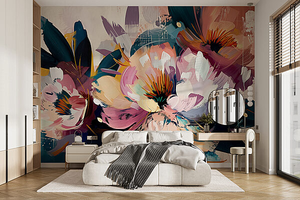 Een schilderij van bloemen Een schilderij van bloemen