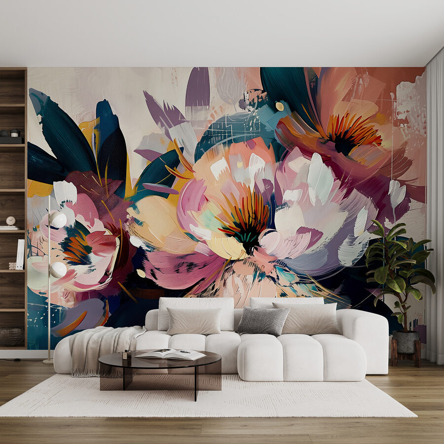 Een schilderij van bloemen