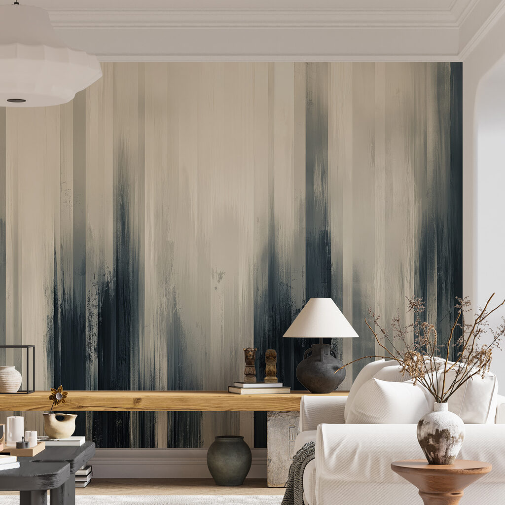 A black and white striped background