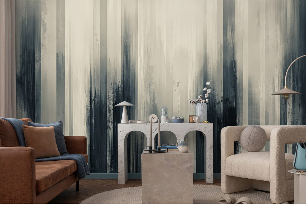 A black and white striped background