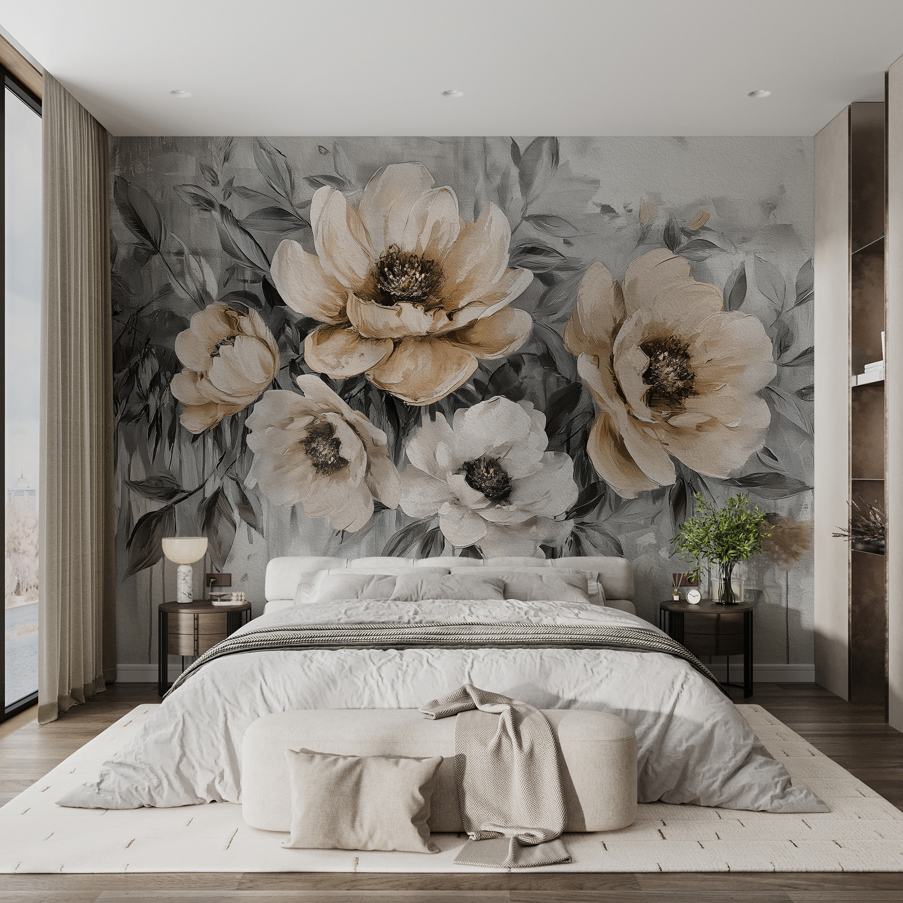 A painting of flowers on a white background