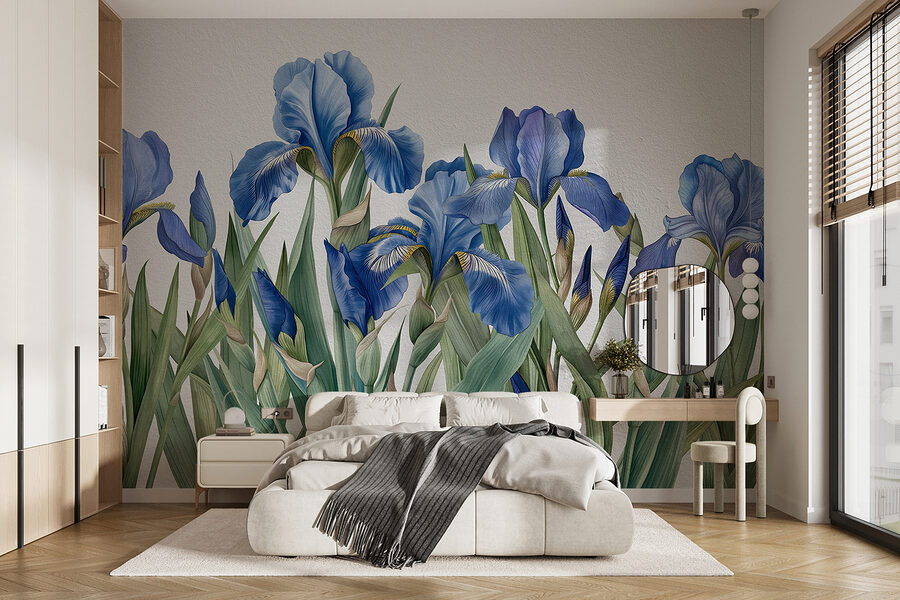 Een groep blauwe bloemen Een groep blauwe bloemen