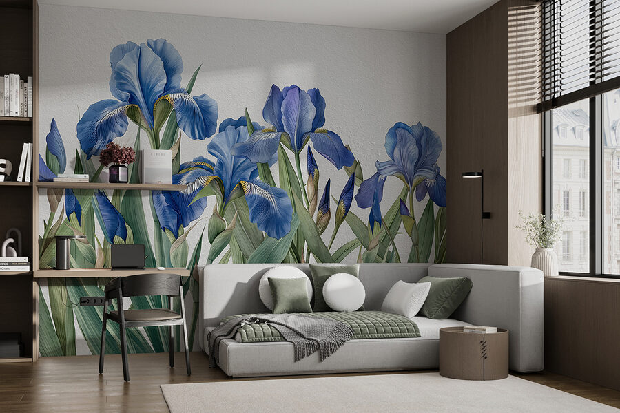 Een groep blauwe bloemen Een groep blauwe bloemen