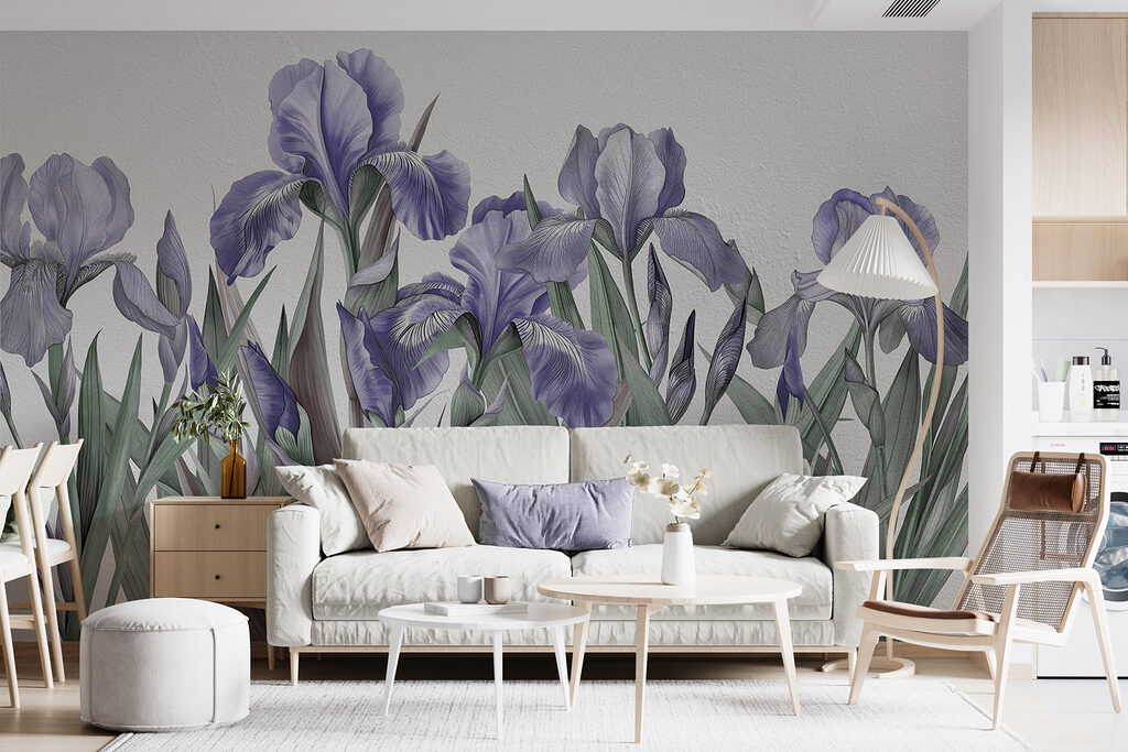 A group of purple flowers