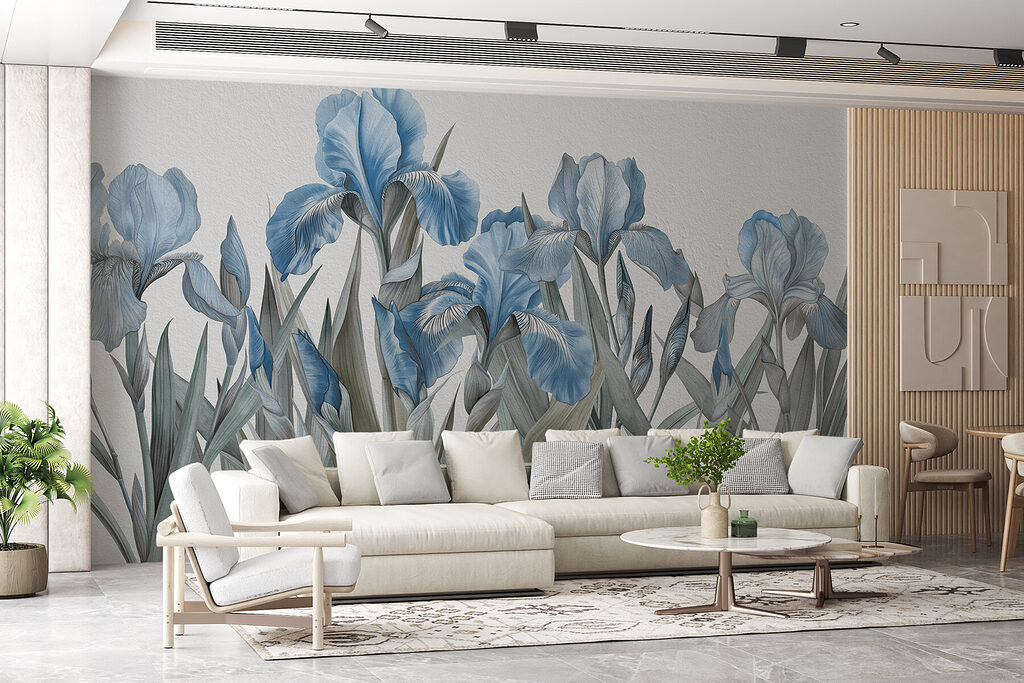 A group of blue flowers