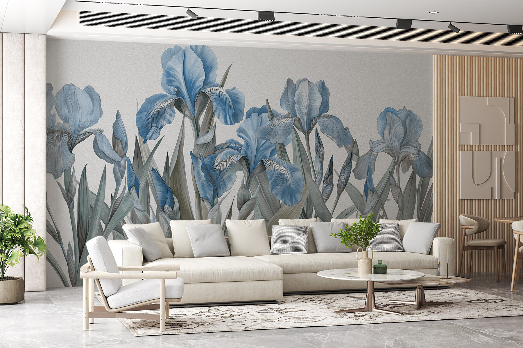 A group of blue flowers