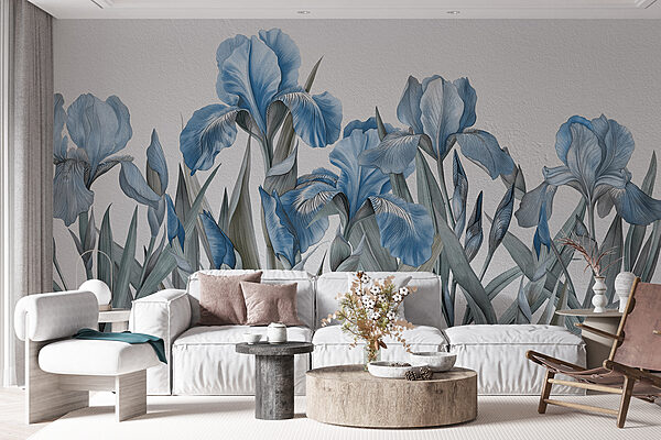 A group of blue flowers