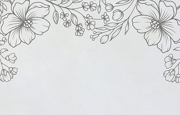 Een witte achtergrond met zwarte en witte bloemen Een witte achtergrond met zwarte en witte bloemen