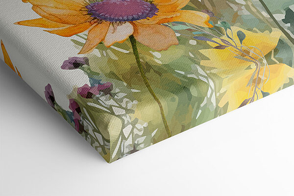 Een schilderij van bloemen en planten Een schilderij van bloemen en planten