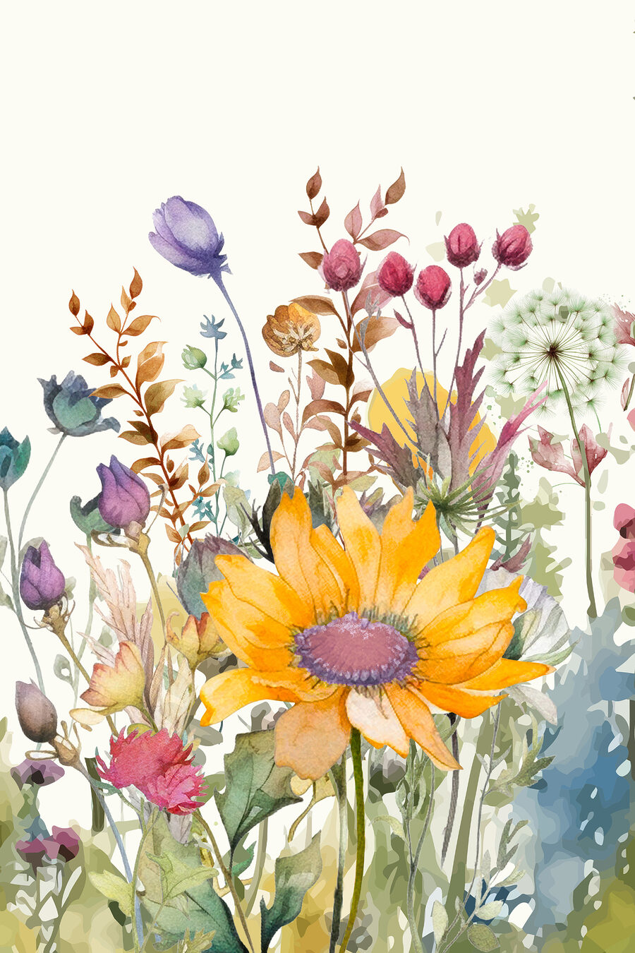 Een aquarelschilderij van bloemen