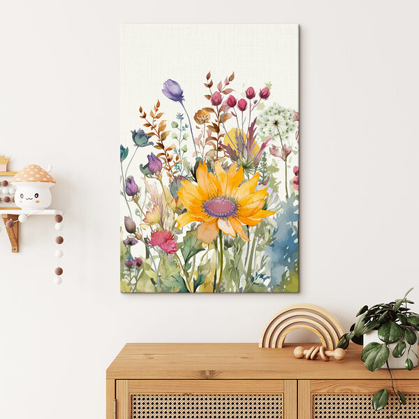 Een aquarelschilderij van bloemen Een aquarelschilderij van bloemen