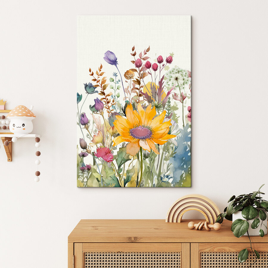 Een aquarelschilderij van bloemen