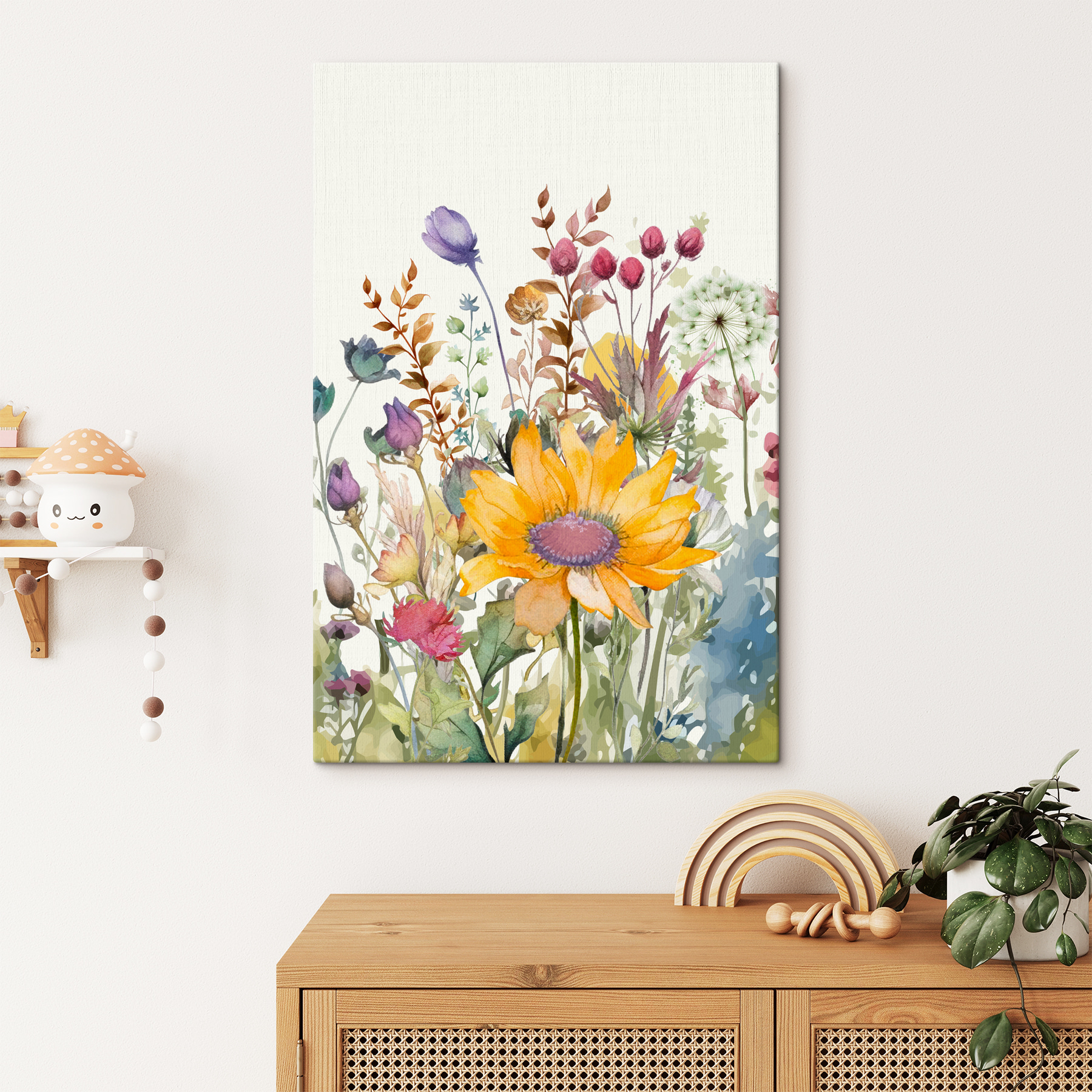 A watercolor painting of flowers