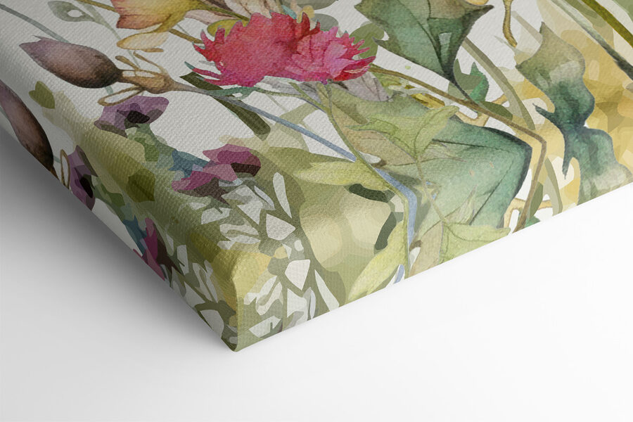Een aquarelschilderij van bloemen